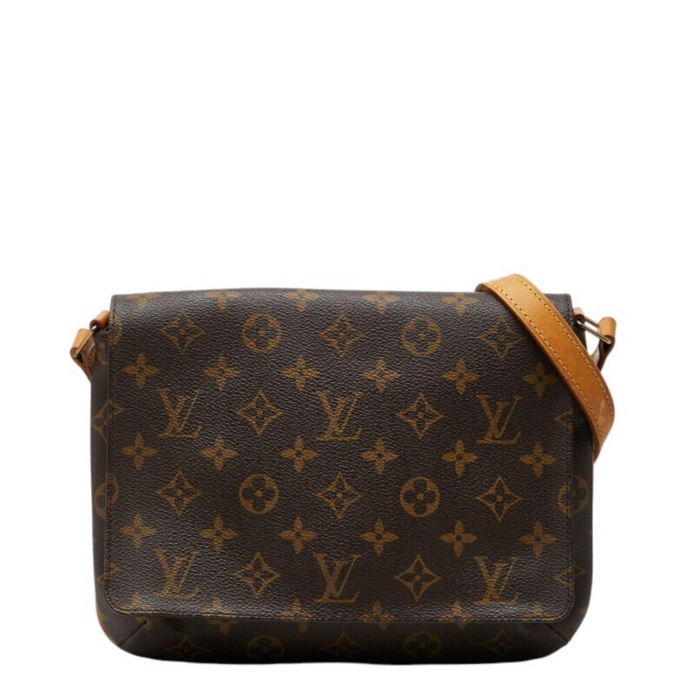 Louis Vuitton Monogram Musette Tango Short Shoulder Bag Brown Leather